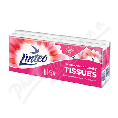 Linteo Papírové kapesníky 3-vrstvé bílé 10x10ks