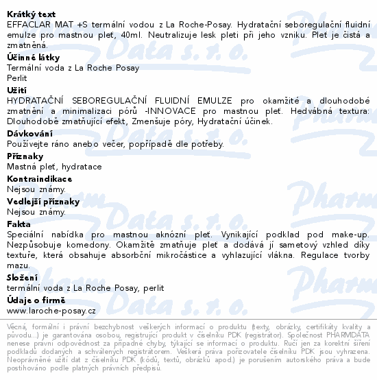 LA ROCHE-POSAY EFFACLAR Mat zmatňující krém 40ml