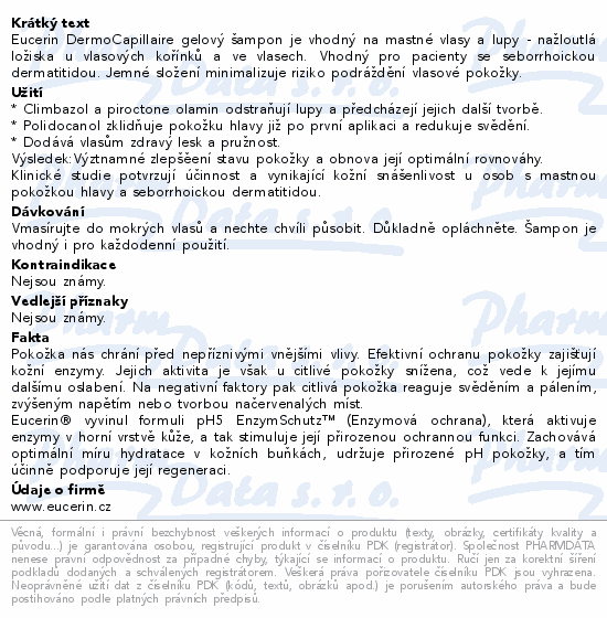 Eucerin DermoCapillaire šampon mastné lupy 250ml