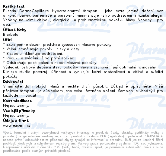 Eucerin DermoCapillaire hypertolerant.šampon 250ml