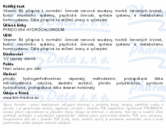 Pyridoxin Biomedica 20mg tbl.30