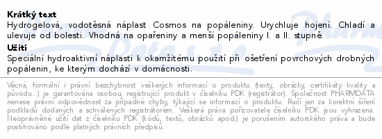 Cosmos náplasti na popáleniny 68x43mm 8ks