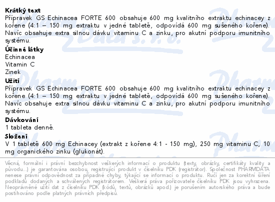 GS Echinacea Forte 600mg tbl.70+20
