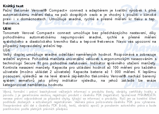 Tonometr digi.VerovalCompact+connect pažní+adaptér