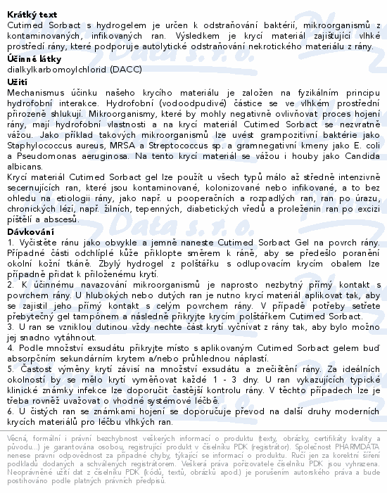 Cutimed Sorbact gel antimikrob.krytí 20x25cm 5ks