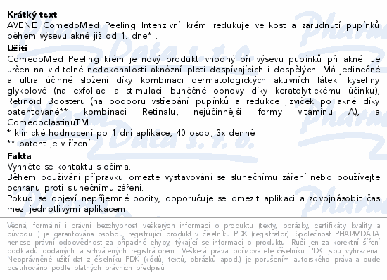 AVENE ComedoMed PEELING krém proti nedokonal.40ml