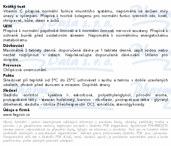 Vitamín C 500 tbl.100 Fagron