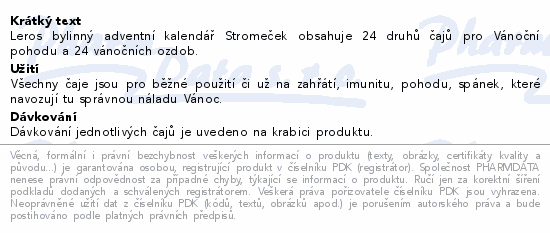 LEROS Bylinný adventní kalendář stromeček 24sáčků