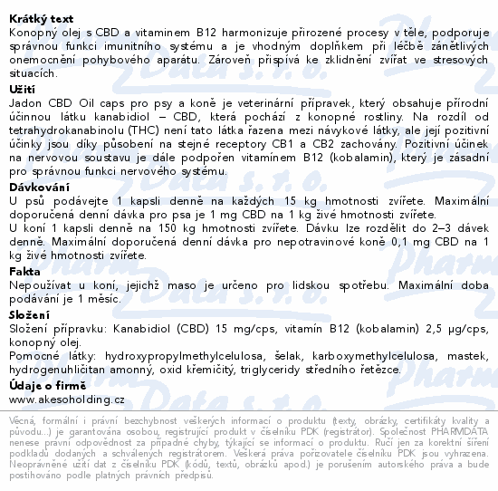 Jadon CBD pro psy a koně oil cps.90