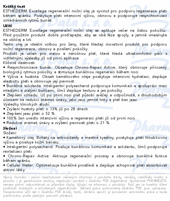 ESTHEDERM Excellage noční olej 30ml