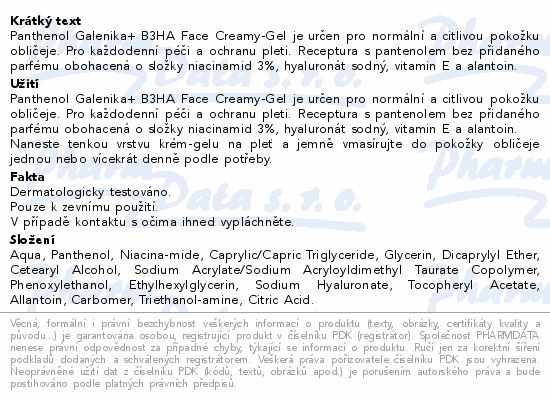 Panthenol Galenika B3HA Face Creamy-Gel 50ml