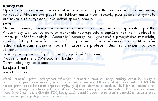 TENA Men Washab.Boxer XL čer.inkon.boxer.1ks 84950