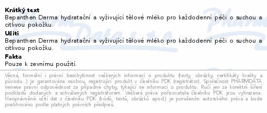 Bepanthen Derma hydrat.a vyživ.tělové mléko 400ml
