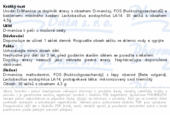 Urodel D-Manóza 30x4.5g Valtix