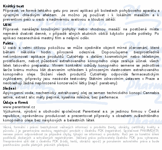 CutisHelp MENTOLEN konopné mazání 200ml