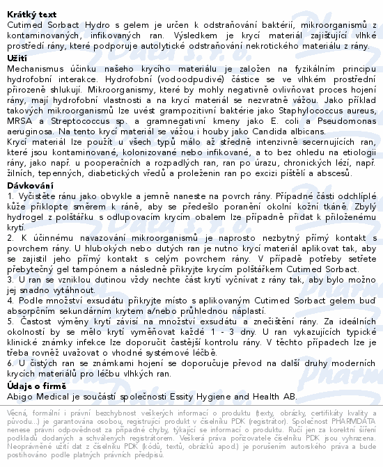 Cutimed Sorbact Hydro antimik.krytí 7.5x7.5cm 10ks