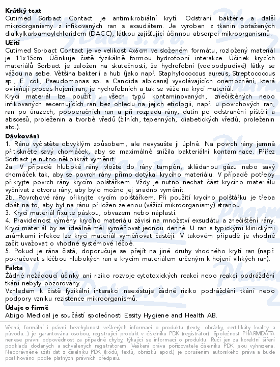 Cutimed Sorbact Cont.ant.kr.4x6cm roz.11x15cm 5ks