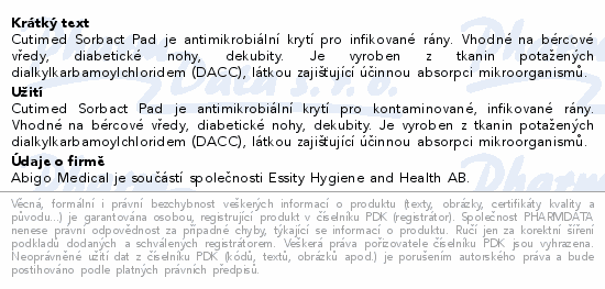 Cutimed Sorbact Pad antimikr.komprese 7x9cm 5ks