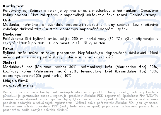 Apotheke FAF UK Spánek&relax čaj 20x2g