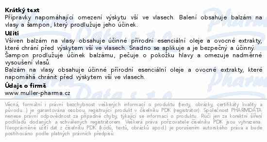 Všiven balzám na vlasy a šamp.120+150ml Dr.Müller
