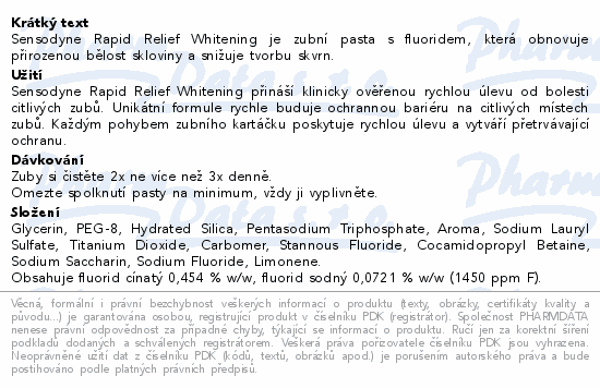 Sensodyne Rapid Relief Whitening zubní pasta 75ml