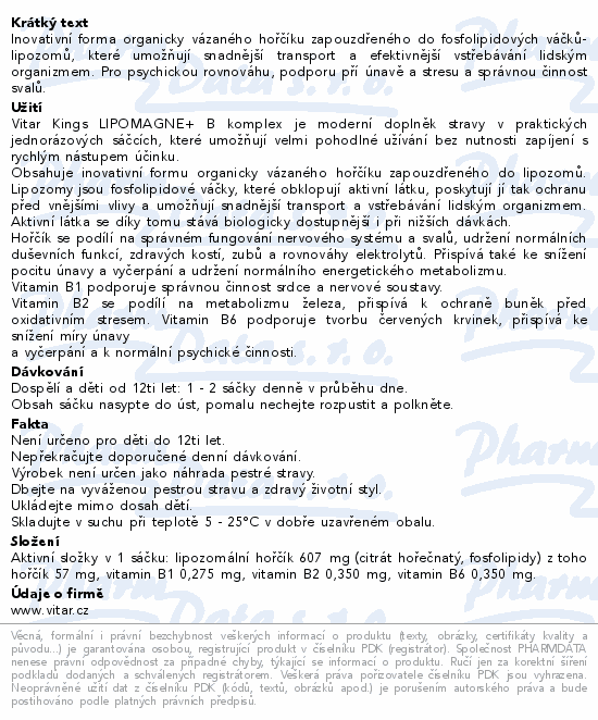 Vitar LIPOMAGNE+B komplex 20x2g