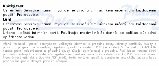 Canesfresh Sensitive intimní mycí gel 200ml