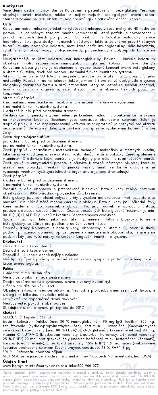 Barnys Kolostrum s beta-glukany limit.ed.cps.30+10