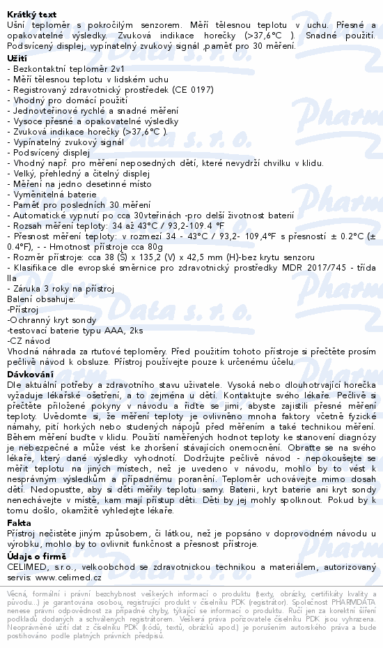 Ušní teploměr OMRON Gentle Temp 533