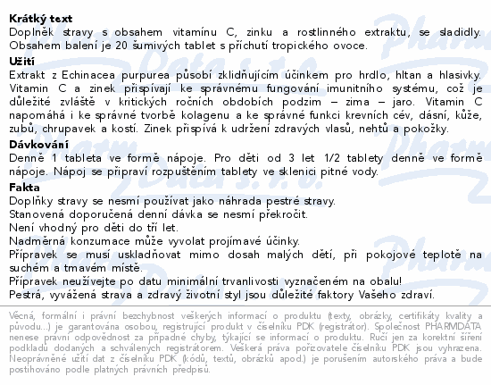 Echinacea/Vitamin C 1000/Zinc eff.tbl.20 Generica