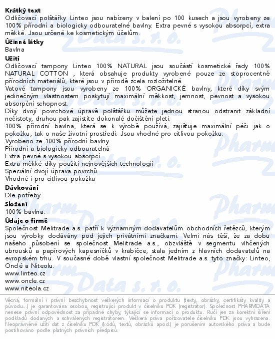 Linteo Vatové polštářky Bílé 100ks