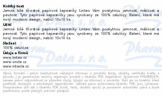 Linteo Papírové kapesníky 3-vrstvé bílé 10x10ks