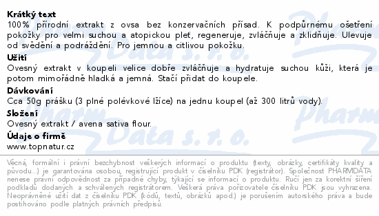 Topnatur Ovesná koupel pro děti dóza 350g