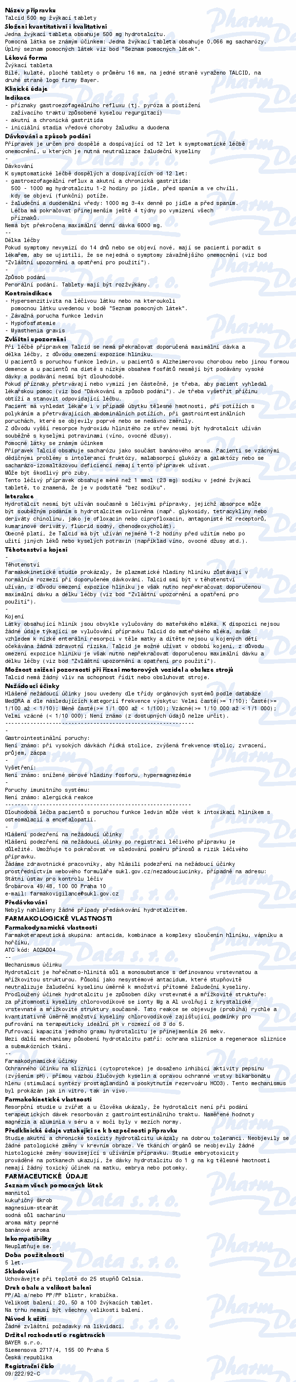 Talcid 500mg tbl.mnd.50 I